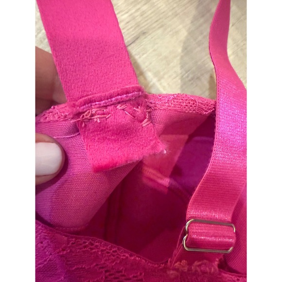 Juicy Couture Hot Pink Lace Corset Bra - Rhinestone Logo Straps - Size 38C - Picture 4 of 6
